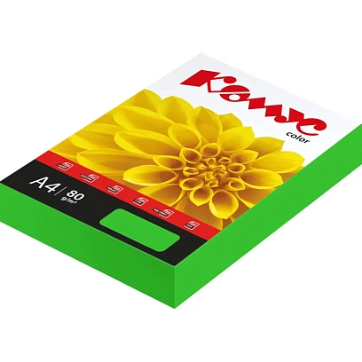 Бумага цветная Комус Color (зеленый интенсив), 80г, А4, 500 л.