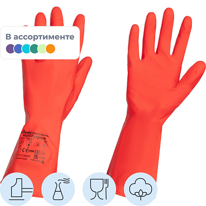Перчатки резиновые Vileda Profes латекс красный рM 100750/174343,ПС