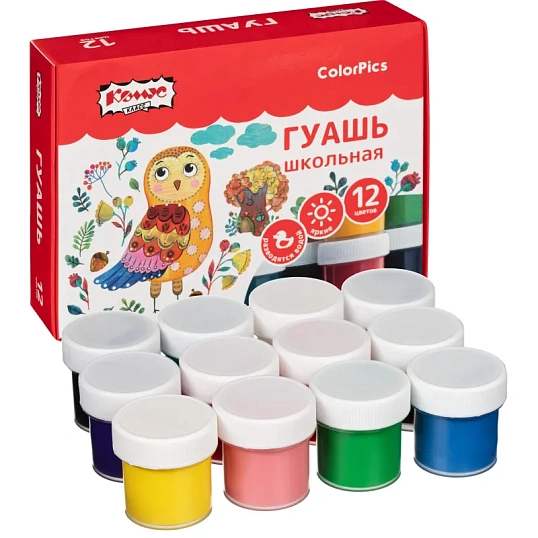Гуашь Комус Класс ColorPics 12 цветов по 10 мл