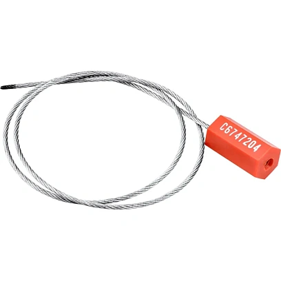 Пломба тросовая номерная, однораз., 300 мм., 100 шт/уп, красный