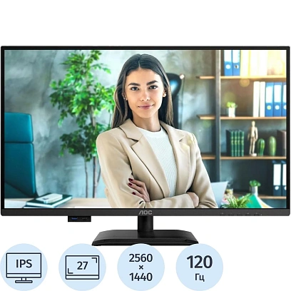 Монитор AOC 27 Q27P3QW QHD/IPS/75Гц, HDMI, DP, USB, SPK, CAM, HAS