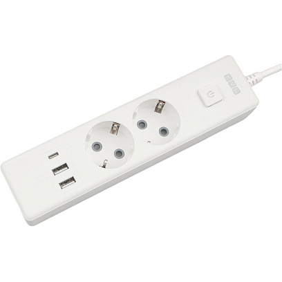 Удлинитель Power Cube, 2р/1.9м выкл.,3USB, 3.5кВт,16А,3x1,0 белый(PC-4-2M)