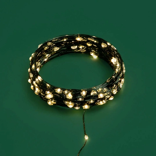 Гирлянда светодиодная Роса с контроллером 20м, 200LED, ТЕПЛЫЙ БЕЛЫЙ,303-266