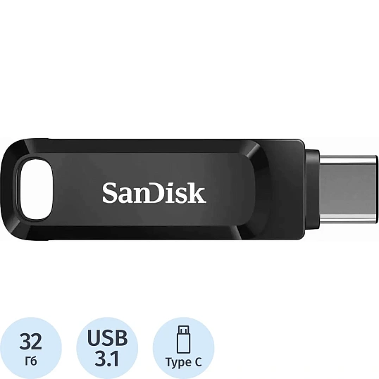 Флеш-память 32GB SanDisk Ultra DualDriveGo USB3.1-USB-C чер SDDDC3-032G-G46