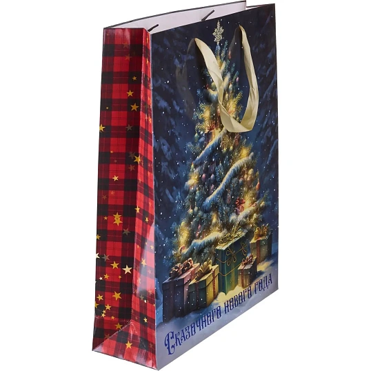 Пакет подарочный вертикальный Елка в лесу!,33 х 42 х 10 см 9706086 НГ