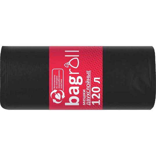 Мешки для мусора ПВД 120л 25мкм 25шт/рул черные 70х110см_МВ0236