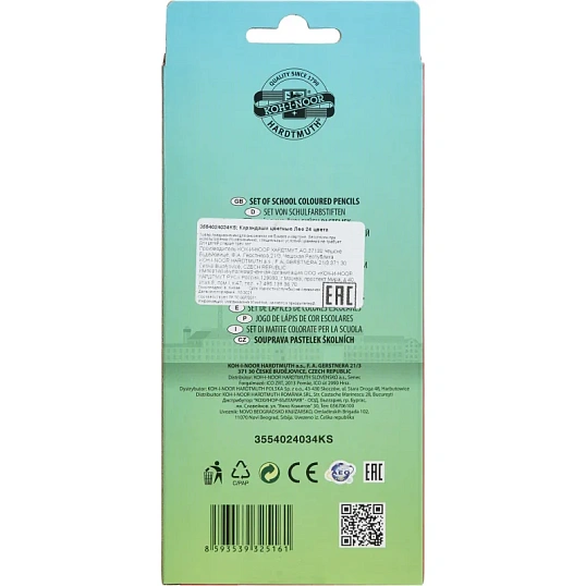 Карандаши цветные KOH-I-NOOR Лео, 24цв/наб картон.упак.  3554024034KS