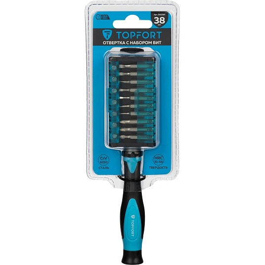 Отвертка Topfort с набором бит, 38 предметов (536338)