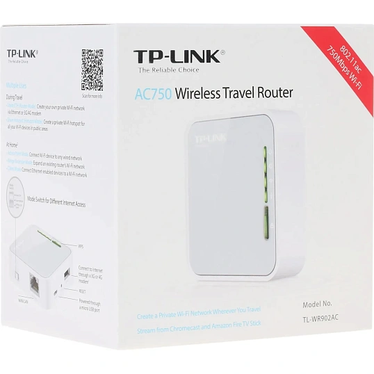 Маршрутизатор TP-Link TL-WR902AC AC750 USB 2.0 Pocket Trave