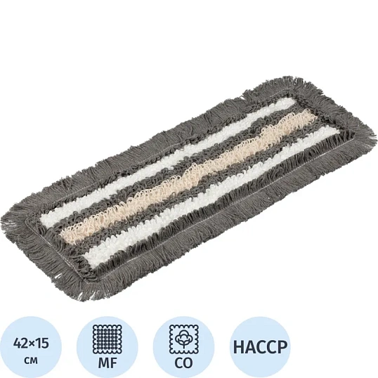 Насадка МОП петельный комбинир серый (крепление карман-язык) 40см_MVP-40-RS