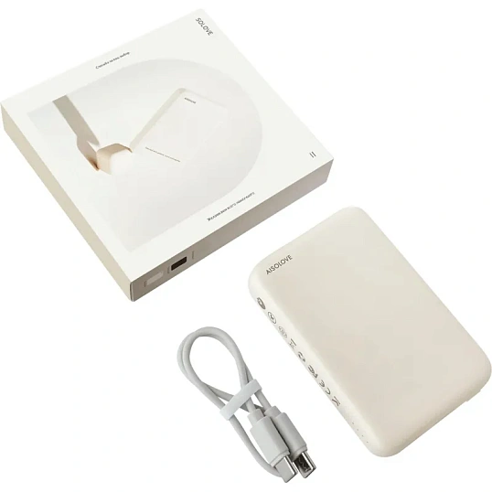 Внешний аккумулятор SOLOVE (Mi) W12 5000mAh MagSafe 20W QC+PD 3A, бежевый