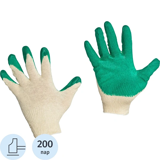 Перчатки защитные трикотажные латексн заливка 13 класс 200пар/уп (32-33 гр)