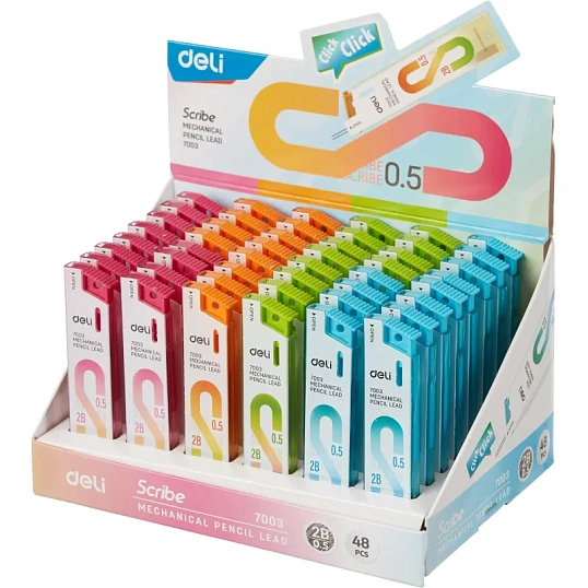 Стержень микрографический Deli, 0,5 мм 2B, упаковка в ассортименте, 20 шт