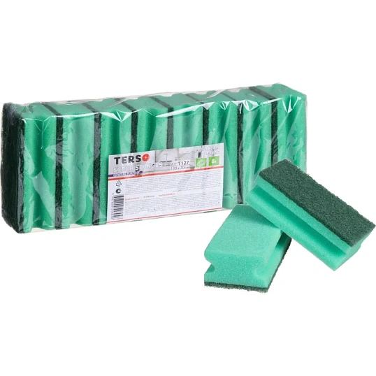 Губки для мытья посуды Т127 д/сложных загрязнений 130х70х45 зеленые 8шт/уп