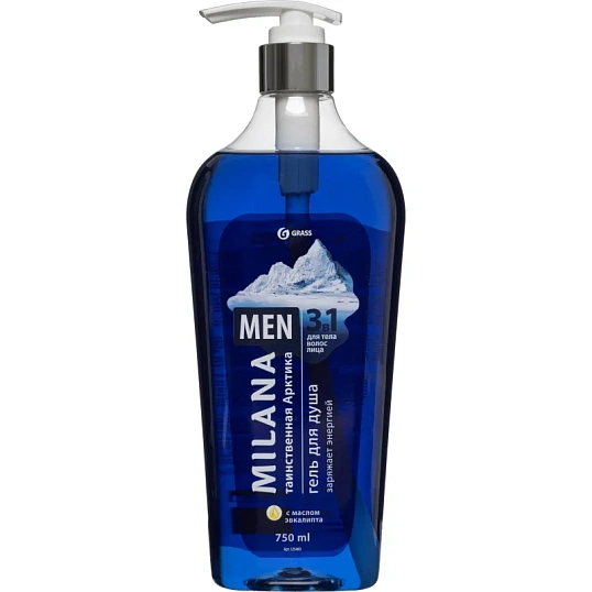 Гель для душа Grass Milana MEN Таинственная арктика с маслом эвкалип,750 мл