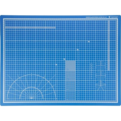 Коврик для резки TOPFORT 5ти-слойный А2 (60х45см),2х-сторонний,синий