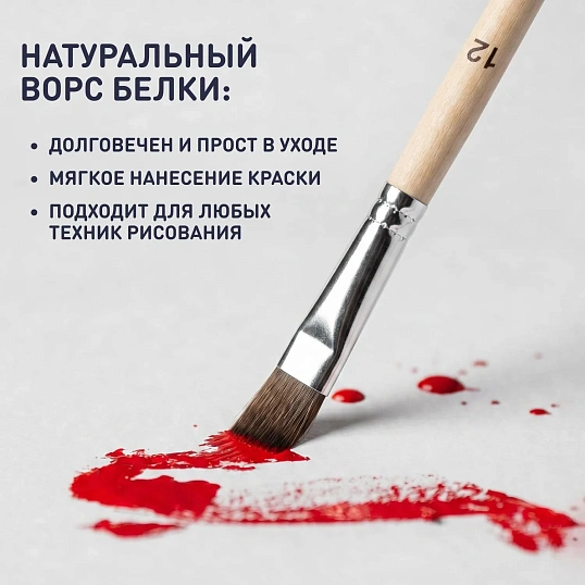 Кисть №1School белка плоская N12