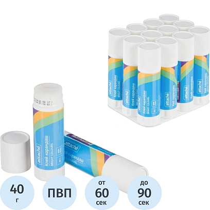 Клей-карандаш 40г Attache Bright colours, Чехия