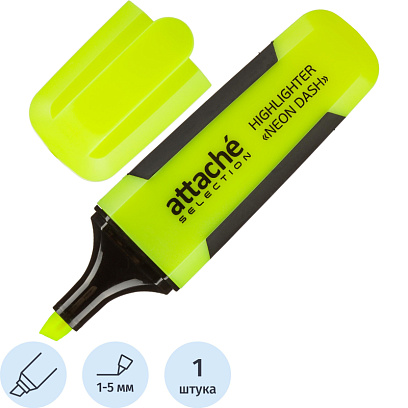 Маркер текстовыделитель Attache Selection Neon Dash 1-5мм желтый HL7010
