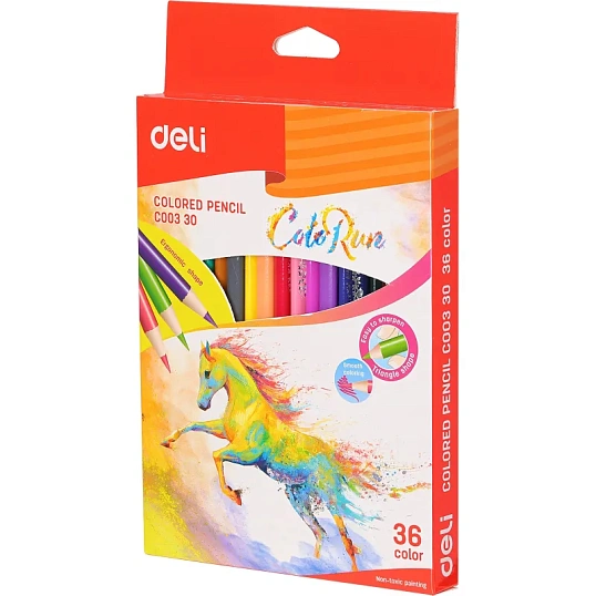Карандаши цветные Deli ColoRun тополь 36 цв/наб EC00330