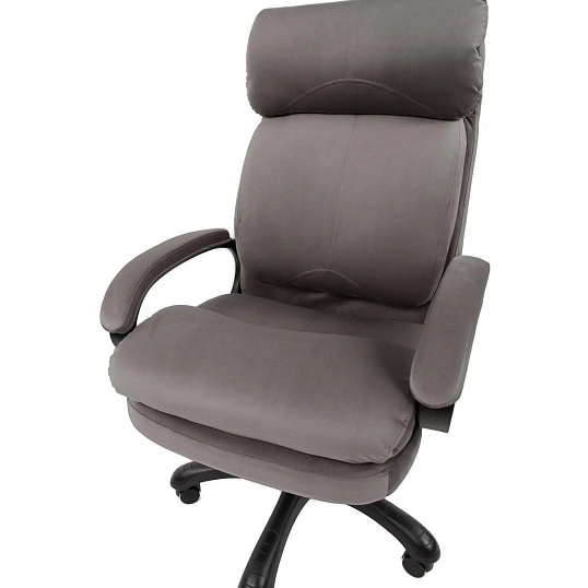 Кресло VT_Chairman Home 505 Россия ткань Т-55 серый (черный пластик)
