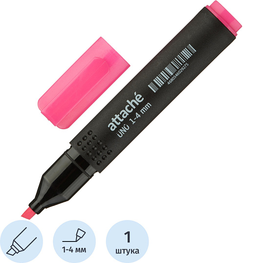 Маркер текстовыделитель Attache Economy Uno 1-4мм розовый