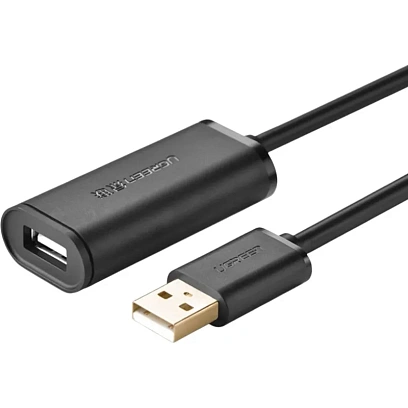 Кабель UGREEN US121 (10321)USB 2.0 Active Extension Cable +Chipset 10м черн