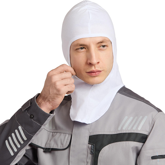 Балаклава -подшлемник трикотаж плотность 120г р-р универсальный цв.белый