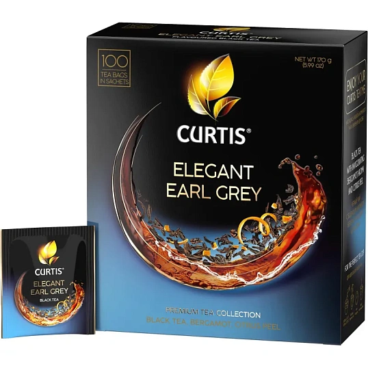 Чай Curtis Elegant Earl Grey черный, аромат, мелкий лист, 100 сашет