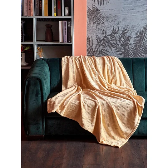 Плед микрофибра Luscan, фактура бежевый 200х220