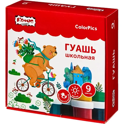 Гуашь Комус Класс ColorPics набор 9 цв, 20 мл