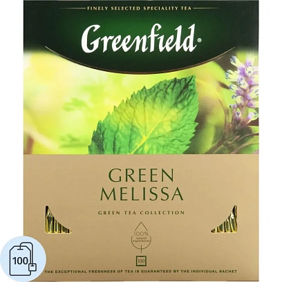 Чай Greenfield Green Melissa зеленый фольгир.100пак/уп 0879-09