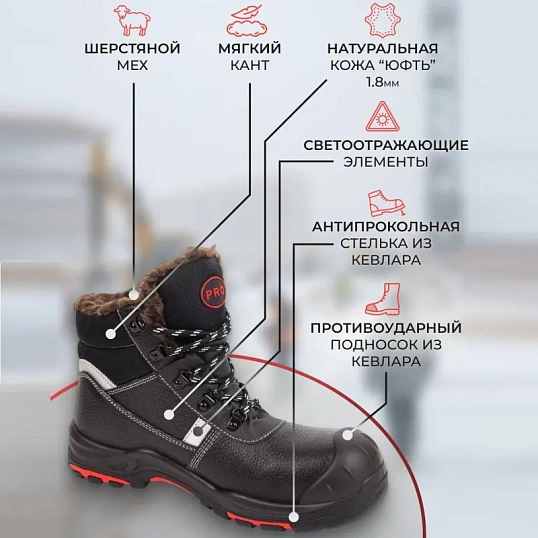 Ботинки ПРО ПУ/НР с КП и КС шерст. мех р.36 (ЗБ-МПС/2)