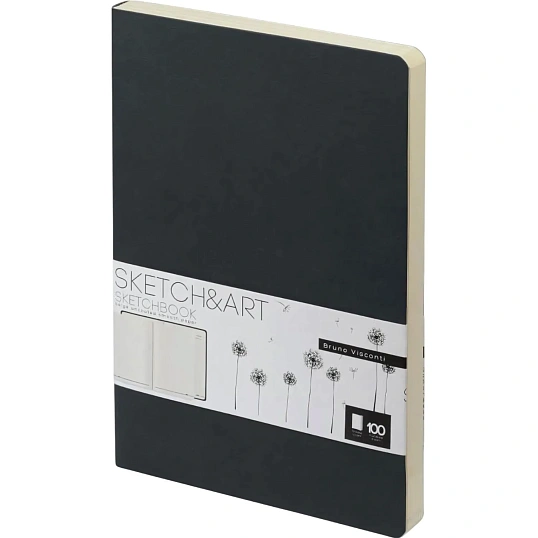 Скетчбук S&A ORIGINAL 140х210 100л БЕЖ 100г книжн.перепл.мягк.черн 1-500/01