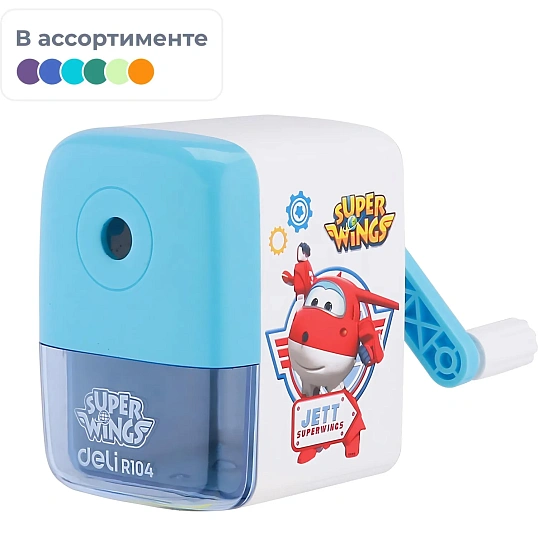 Точилка для карандашей механич. Deli ER10409 Super Wings 1отв.,плас,ассорти