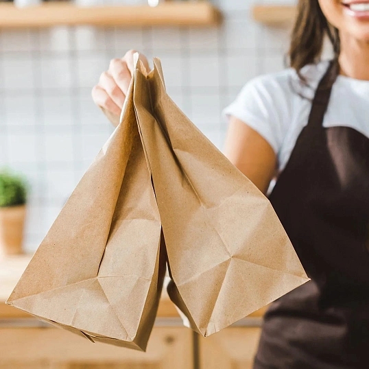 Пакет бумажный 180х120х290 мм, 50 гр/м2, прям.дно,крафт, 1000 шт/уп