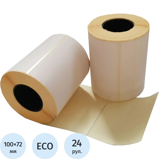 Термоэтикетки ЭКО 100х72, 500 шт/рул, вт.40, 24 рул/уп