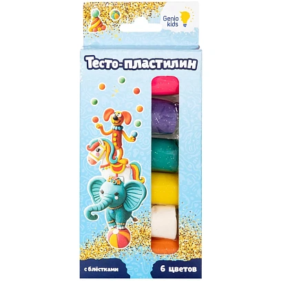 Набор для лепки детский 'Тесто-пластилин 6 цветов с блёстками' TA1091