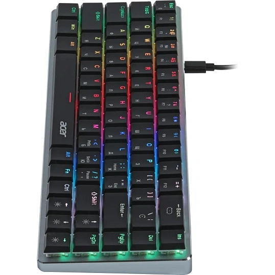 Клавиатура Acer OKW302 механичес. серебр. USB for gamer LED (ZL.KBDCC.01C)