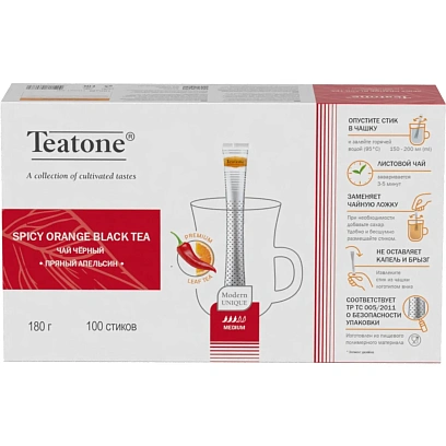 Чай чёрный с апельсином и перцем 'Пряный апельсин', TEATONE, 100штx 1,8г