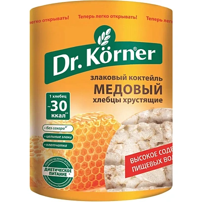 Хлебцы хрустящие Злаковый коктейль медовый Dr.Korner 100 гр