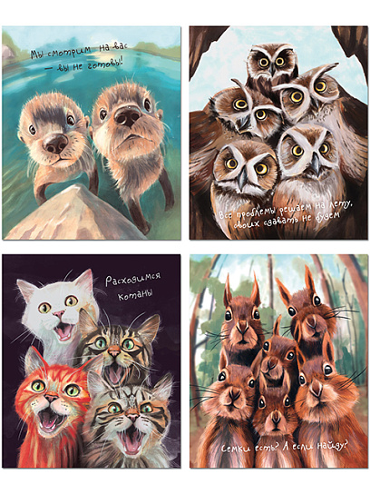 Тетрадь МОРДАШКИ 170х203, 48 л, ВД-лак, скрепка, 3447