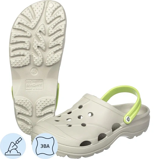 Сабо мужские EVART Ола дымчато-серый/салатовый р.44