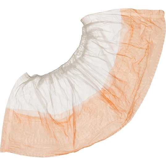 Бахилы 2,6 г, 1рез, 2-ая под, бело-оранжевый, 7+7 мкм, Комус, 50пар/уп