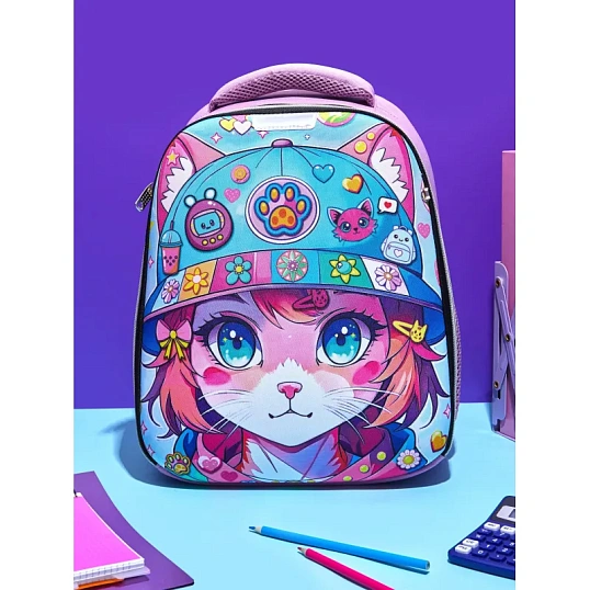 Ранец Комус Класс Light1 Девочка кошка,  1 отд, эргоном