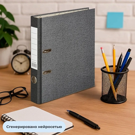 Папка-регистратор 50мм с мет.уг.мрамор ч/б, в уп.10шт,бум./бум