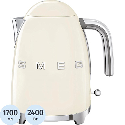 Чайник SMEG KLF03CREU,1,7л, электрический, кремовый
