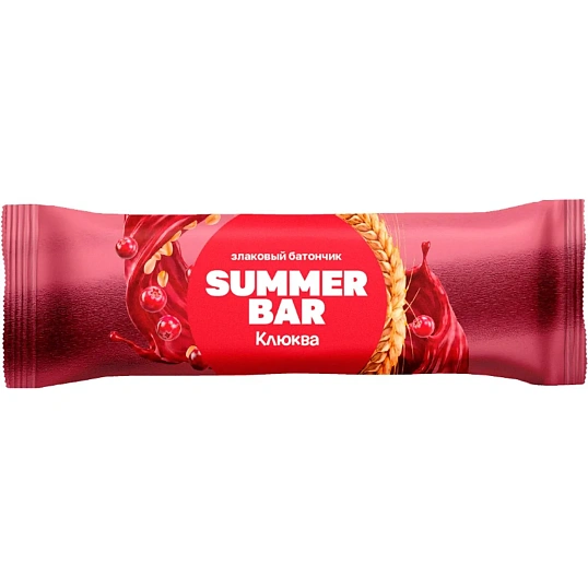Батончик Summer Bar злаковый с клюквой, 30гx16шт/уп