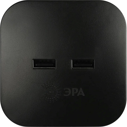 Разветвитель ЭРА SP-4-USB-B (4р 220V + 2xUSB 2400mA/без заземл/10А, черный)