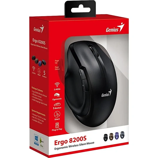 Мышь компьютерная Genius Ergo 8200S Black беспроводная